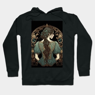 Art Nouveau Shy Girl Hoodie